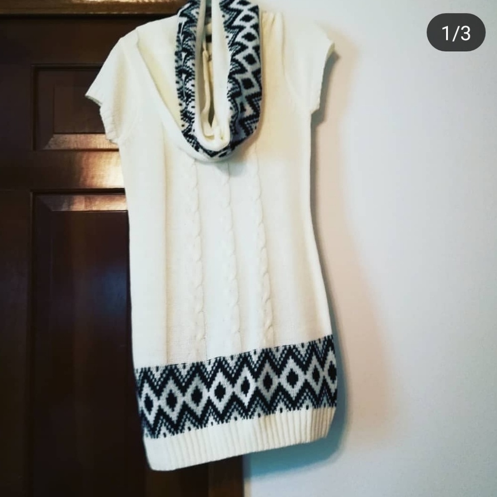 Cream dress with scarf